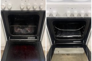 Professional oven cleaning in London by skilled cleaners, removing grease and grime for a sparkling clean and odor-free cooking appliance.